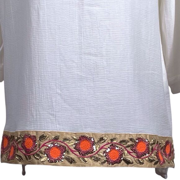 Soft Surroundings Cotton Gauze Embroidered Tunic Top White Size Medium - Picture 8 of 16